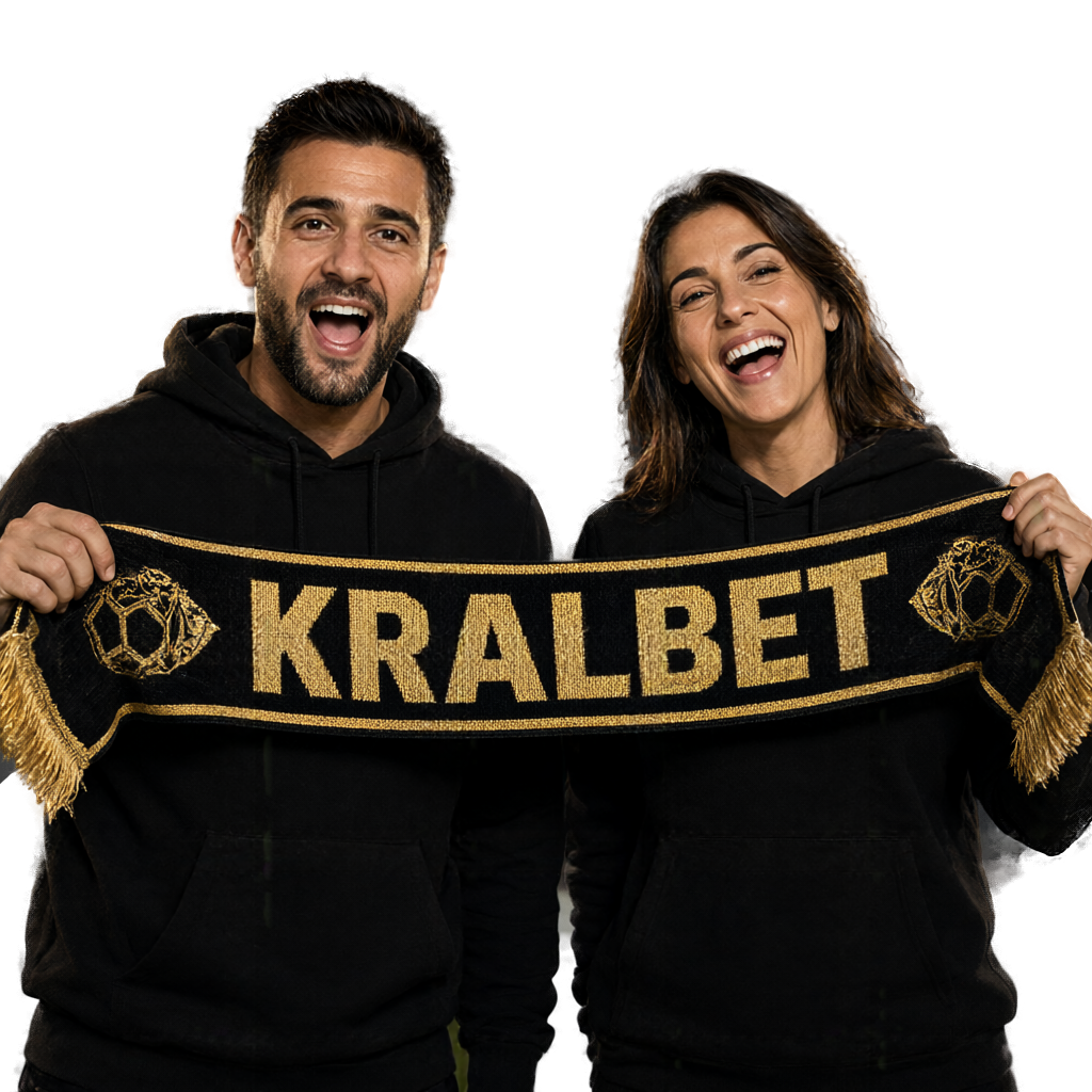 KRALBET atkı paylaşan taraftar ikilisi (şeffaf arka plan)